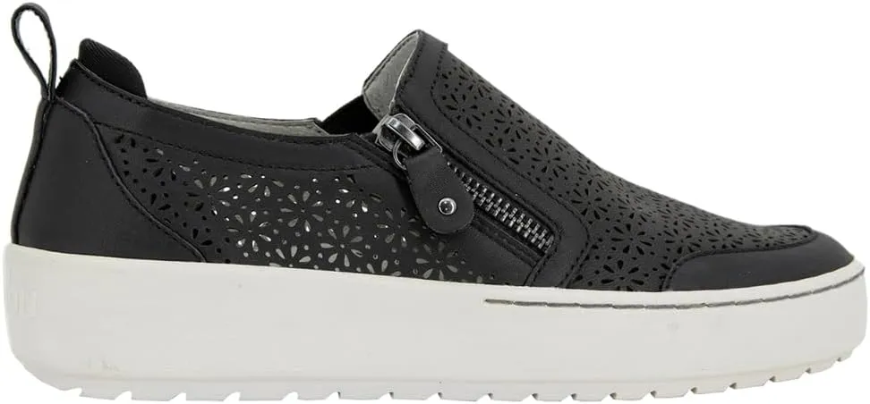 Jambu Womens July Floral Cut Out Slip On Sneakers Shoes Casual - Black