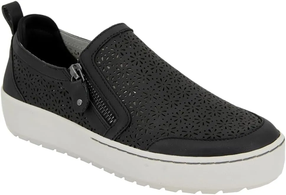 Jambu Womens July Floral Cut Out Slip On Sneakers Shoes Casual - Black