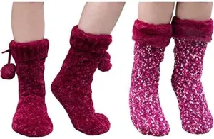 Jane & Bleecker 2 Pair Slipper Socks for Ladies
