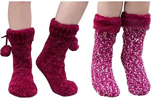 Jane & Bleecker 2 Pair Slipper Socks for Ladies