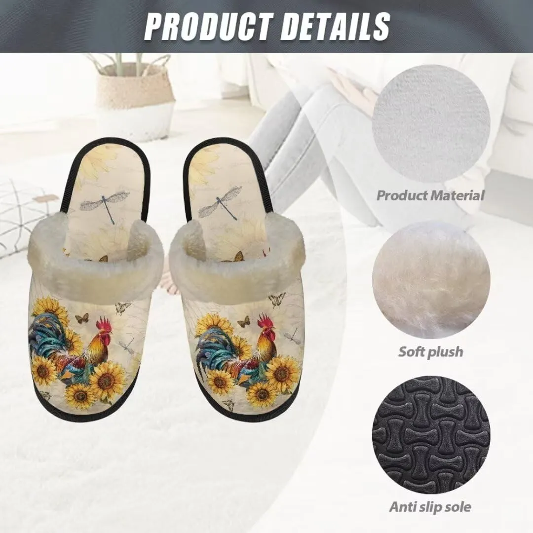 Jeiento Fuzzy Slippers for Women Cozy Memory Foam Scuff Slippers Adult Winter Indoor Slip On Closed Back Slipper Plus Cotton Slippers