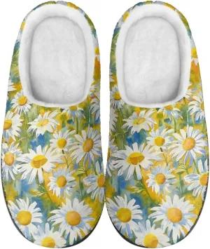 Jeiento Women's Indoor Bedroom Slipper Daisy Floral Soft Non Slip Closed Toe House Slippers