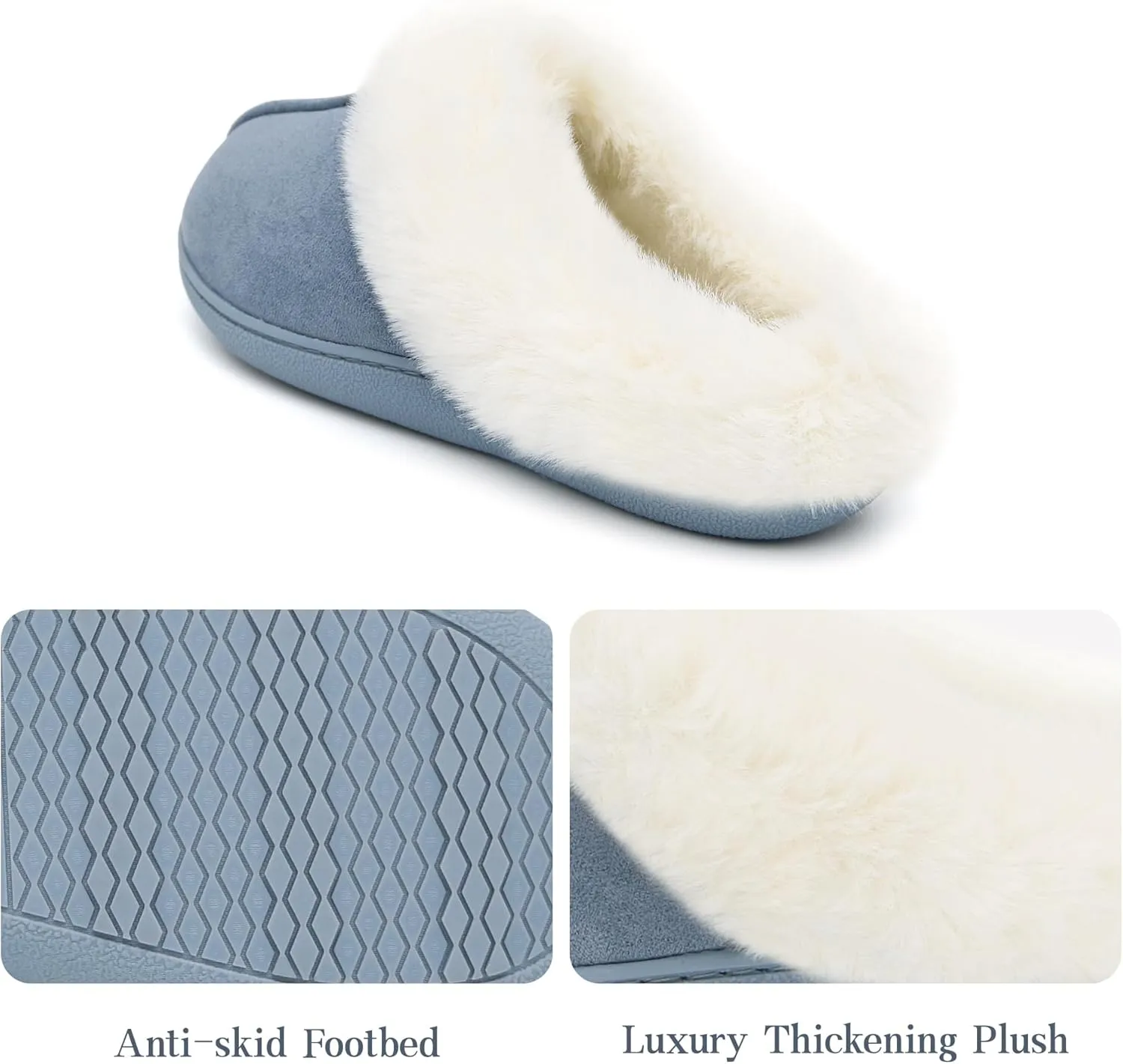 Jerzmy Fuzzy Slippers for Women, Memory Foam Cushion Womens House Slippers Suede Fluffy Faux Fur Lining Comfy Home Shoes for Indoor Outdoor Bedroom Garden Winter