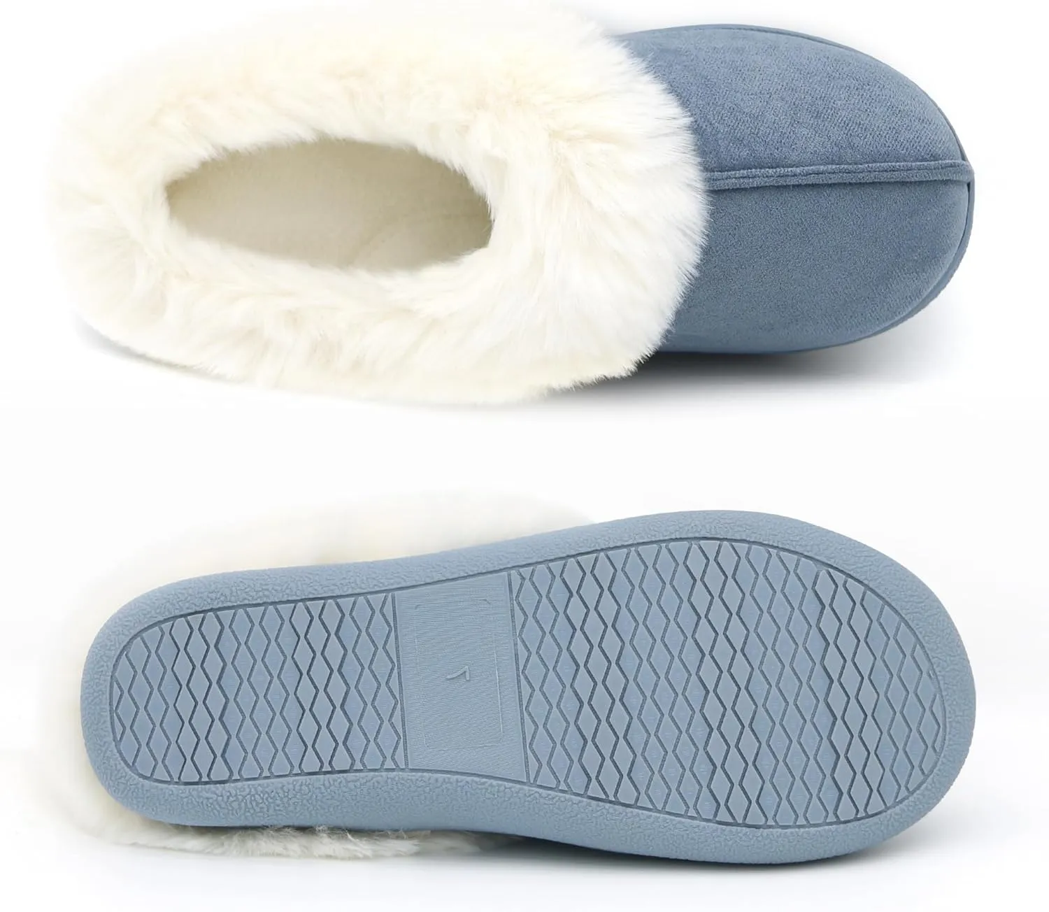 Jerzmy Fuzzy Slippers for Women, Memory Foam Cushion Womens House Slippers Suede Fluffy Faux Fur Lining Comfy Home Shoes for Indoor Outdoor Bedroom Garden Winter