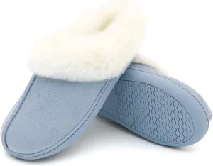 Jerzmy Fuzzy Slippers for Women, Memory Foam Cushion Womens House Slippers Suede Fluffy Faux Fur Lining Comfy Home Shoes for Indoor Outdoor Bedroom Garden Winter