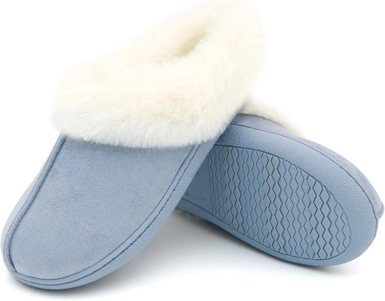 Jerzmy Fuzzy Slippers for Women, Memory Foam Cushion Womens House Slippers Suede Fluffy Faux Fur Lining Comfy Home Shoes for Indoor Outdoor Bedroom Garden Winter
