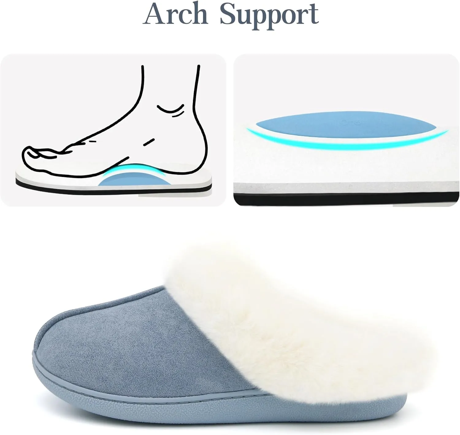 Jerzmy Fuzzy Slippers for Women, Memory Foam Cushion Womens House Slippers Suede Fluffy Faux Fur Lining Comfy Home Shoes for Indoor Outdoor Bedroom Garden Winter