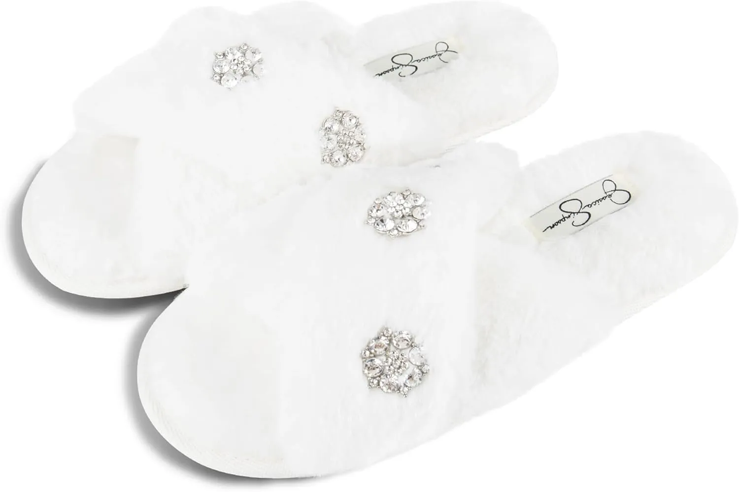 Jessica Simpson Women's Fashion Faux Feather Slide-On Memory Foam Slipper