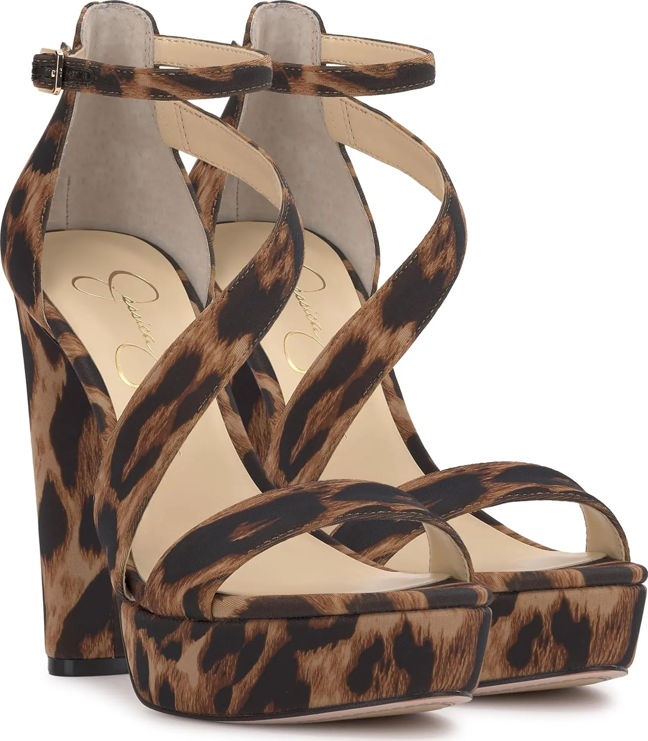 Jessica Simpson Womens Iley Faux Leather Ankle Strap Platform Sandals