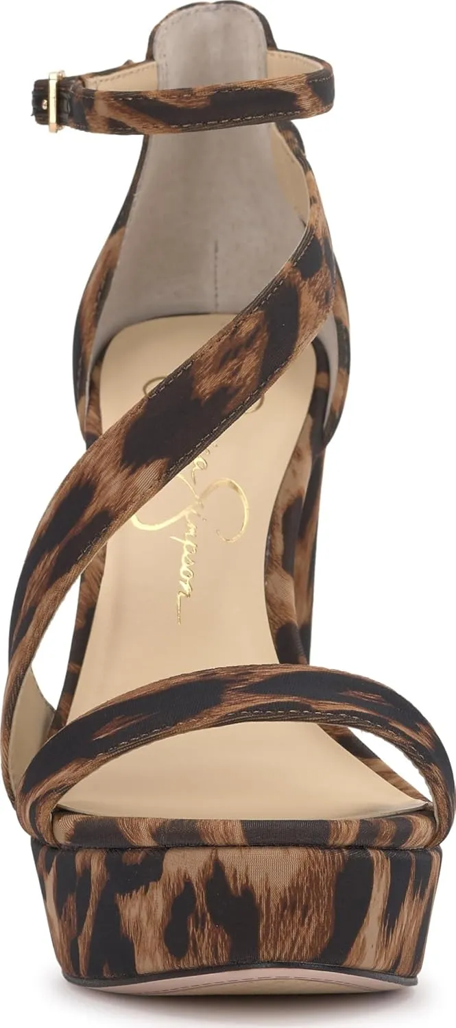 Jessica Simpson Womens Iley Faux Leather Ankle Strap Platform Sandals