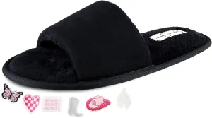 Jessica Simpson Women's Slide-on Open Toe Memory Foam Slippers with Removable Velcro Patches