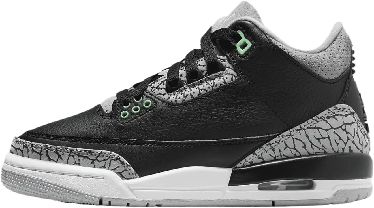 Jordan Big Kid's 3 Retro Black/Green Glow-Wolf Grey (DM0967 031) - 4