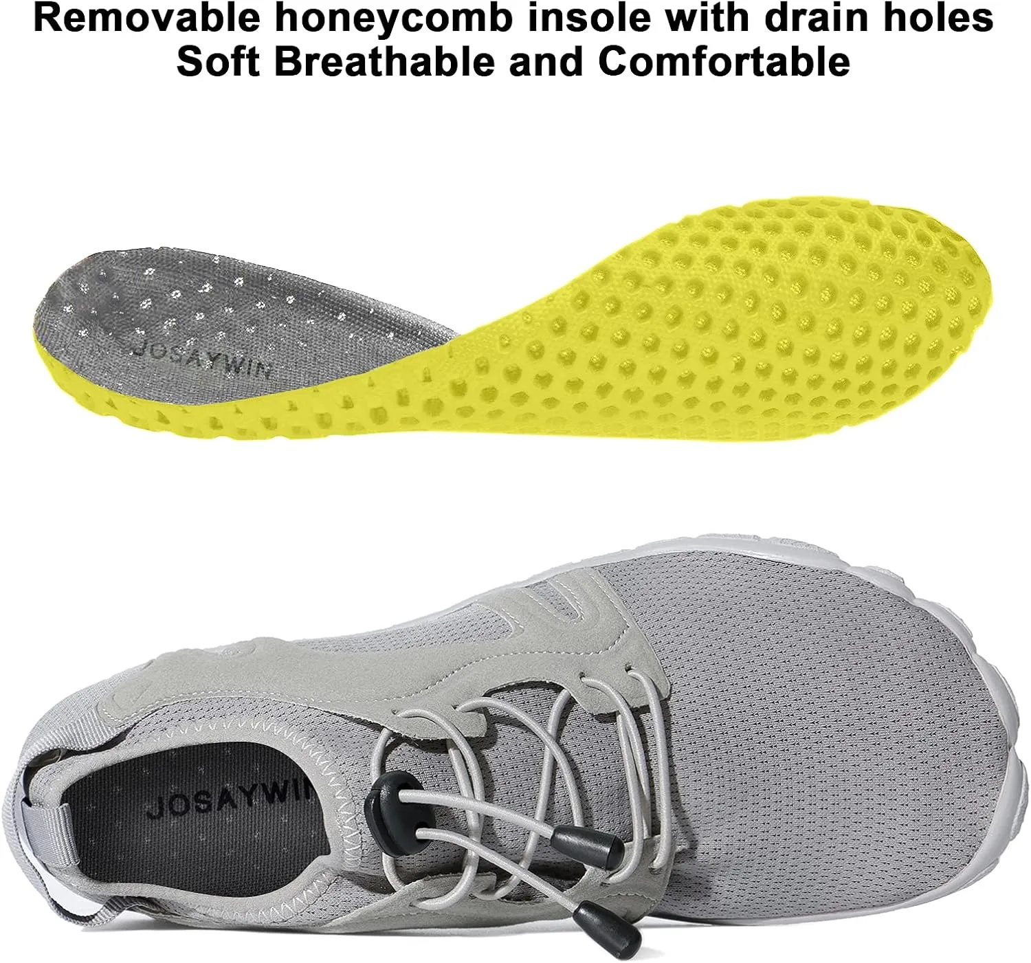 Josaywin Men's Water Shoes Barefoot Quick-Dry Sports Aqua Socks for Swim Diving Surf Pool Aqua Sports Beach Walking Wide Toe Shoes