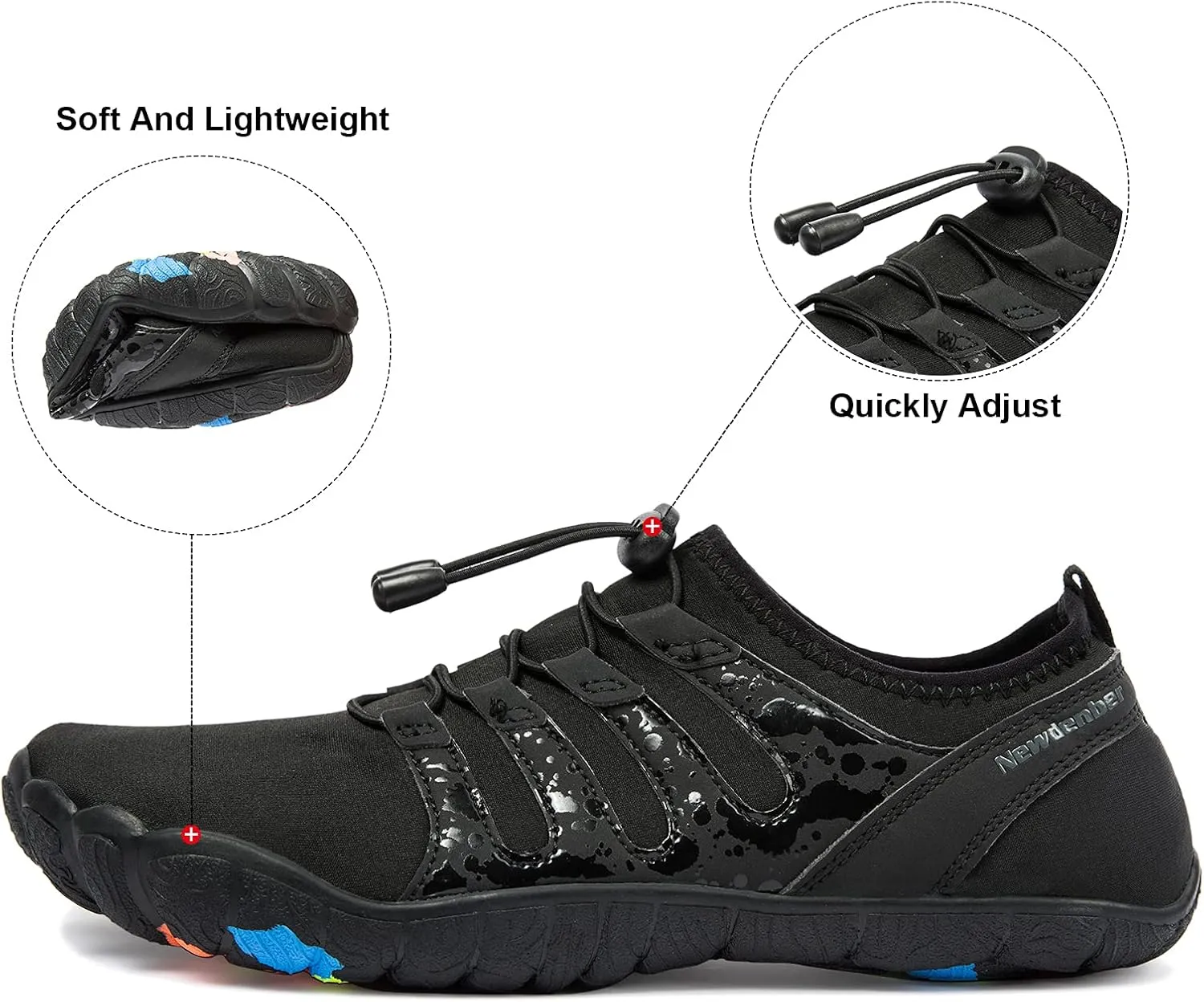 Josaywin Men's Water Shoes Barefoot Quick-Dry Sports Aqua Socks for Swim Diving Surf Pool Aqua Sports Beach Walking Wide Toe Shoes