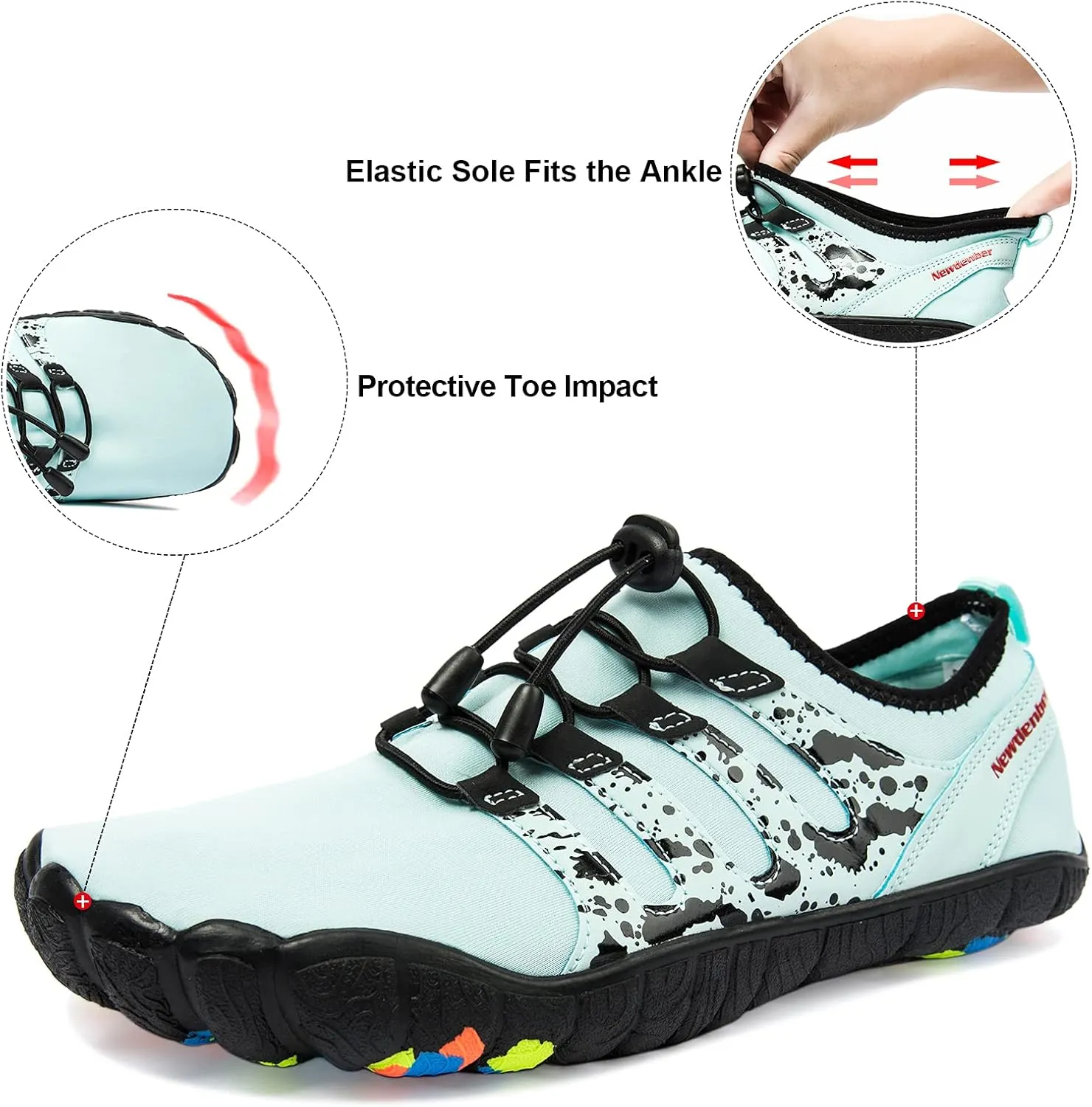 Josaywin Men's Water Shoes Barefoot Quick-Dry Sports Aqua Socks for Swim Diving Surf Pool Aqua Sports Beach Walking Wide Toe Shoes