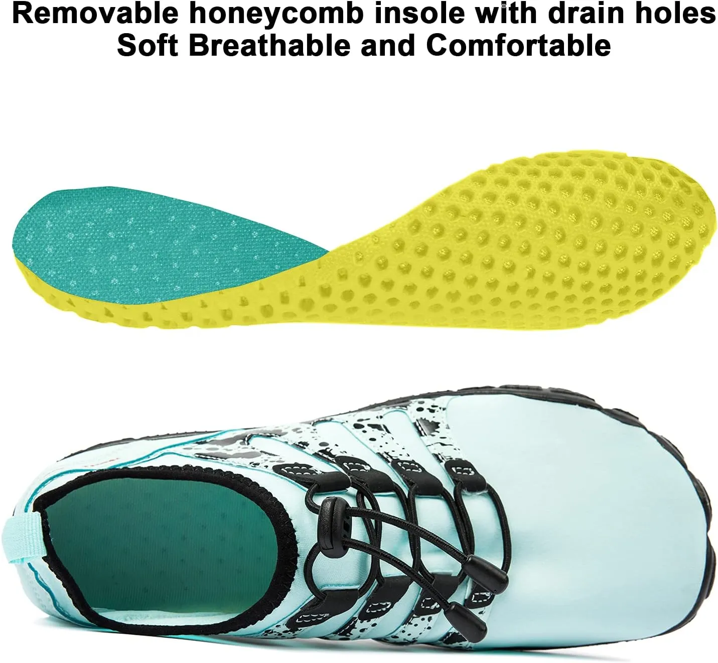 Josaywin Men's Water Shoes Barefoot Quick-Dry Sports Aqua Socks for Swim Diving Surf Pool Aqua Sports Beach Walking Wide Toe Shoes