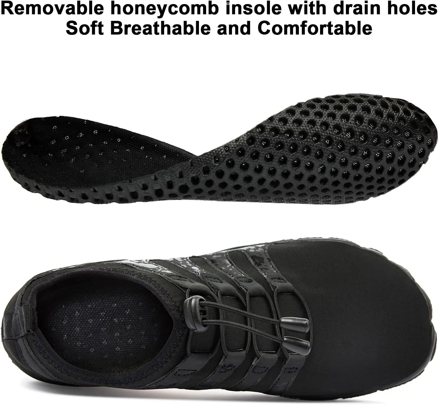 Josaywin Men's Water Shoes Barefoot Quick-Dry Sports Aqua Socks for Swim Diving Surf Pool Aqua Sports Beach Walking Wide Toe Shoes