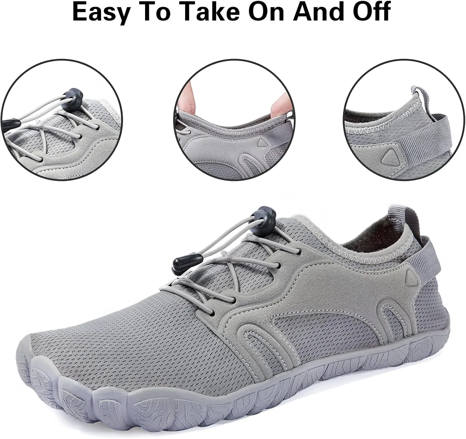 Josaywin Men's Water Shoes Barefoot Quick-Dry Sports Aqua Socks for Swim Diving Surf Pool Aqua Sports Beach Walking Wide Toe Shoes