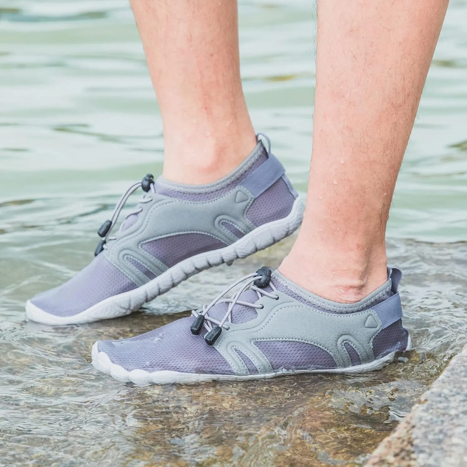 Josaywin Men's Water Shoes Barefoot Quick-Dry Sports Aqua Socks for Swim Diving Surf Pool Aqua Sports Beach Walking Wide Toe Shoes