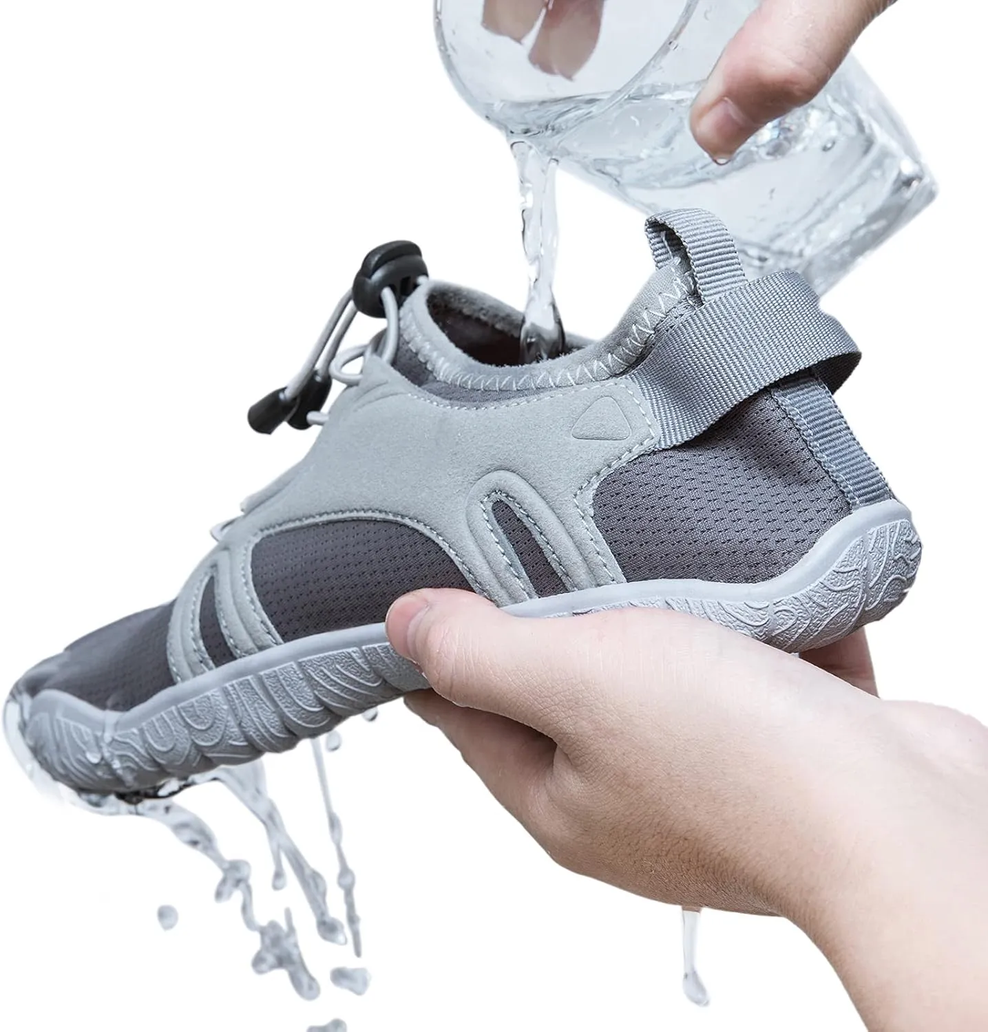 Josaywin Men's Water Shoes Barefoot Quick-Dry Sports Aqua Socks for Swim Diving Surf Pool Aqua Sports Beach Walking Wide Toe Shoes