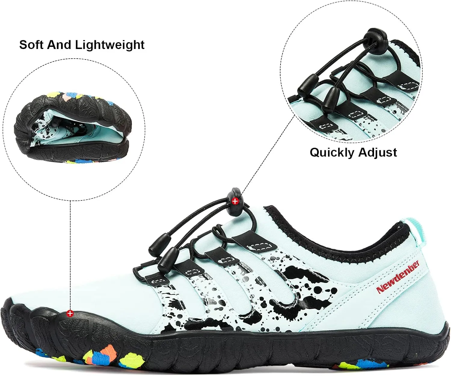 Josaywin Men's Water Shoes Barefoot Quick-Dry Sports Aqua Socks for Swim Diving Surf Pool Aqua Sports Beach Walking Wide Toe Shoes