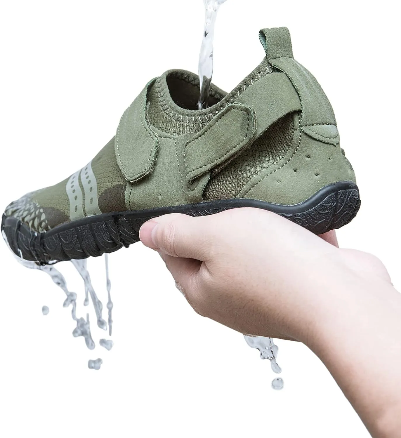 Josaywin Water Shoes for Men Quick Dry Wide Toe Aqua Shoes Adjustable Barefoot Sock for Swim Beach River Pool Surf