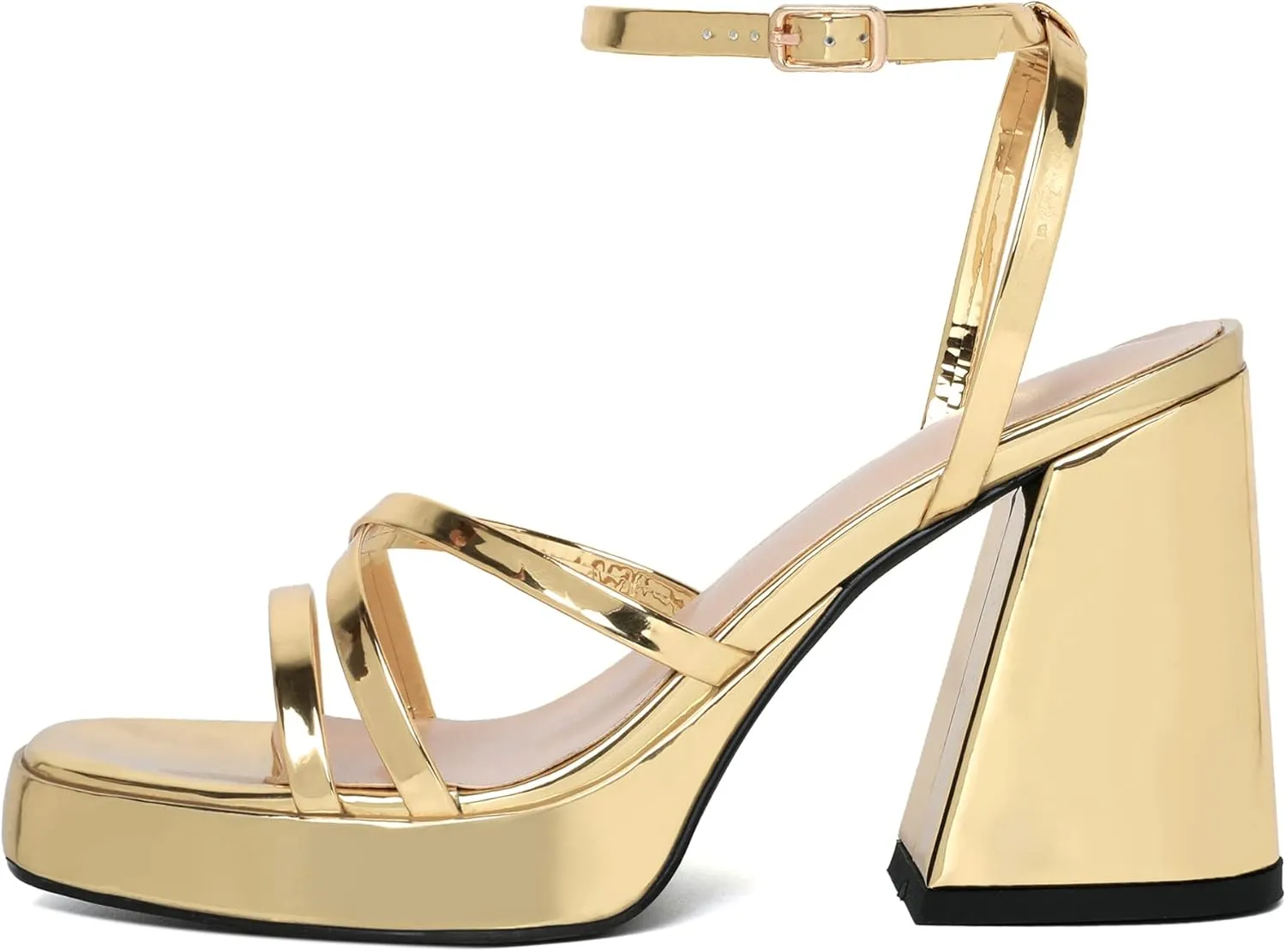 Joseywade Women's Platform Chunky Block High Heels Strappy Ankle Strap Heeled Sandals 4 Inch Open Toe Dress Shoes