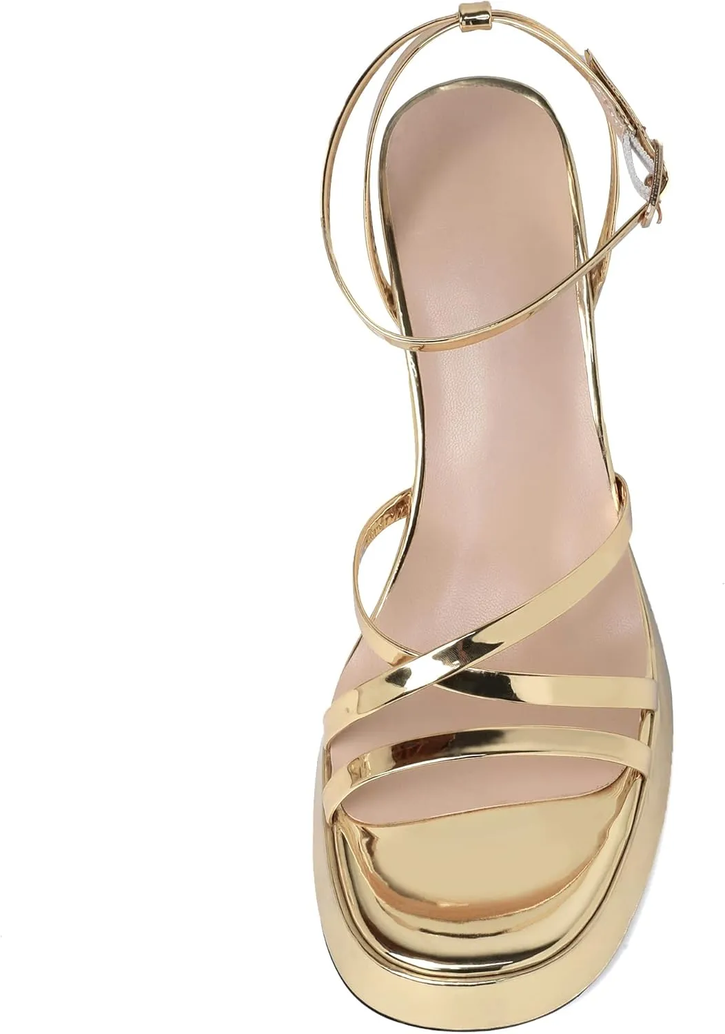 Joseywade Women's Platform Chunky Block High Heels Strappy Ankle Strap Heeled Sandals 4 Inch Open Toe Dress Shoes