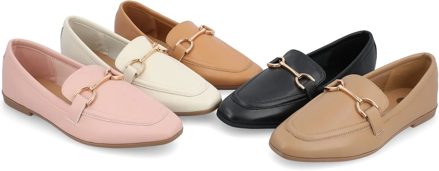 Journee Collection Womens Mizza Faux Leather Slip On Loafers