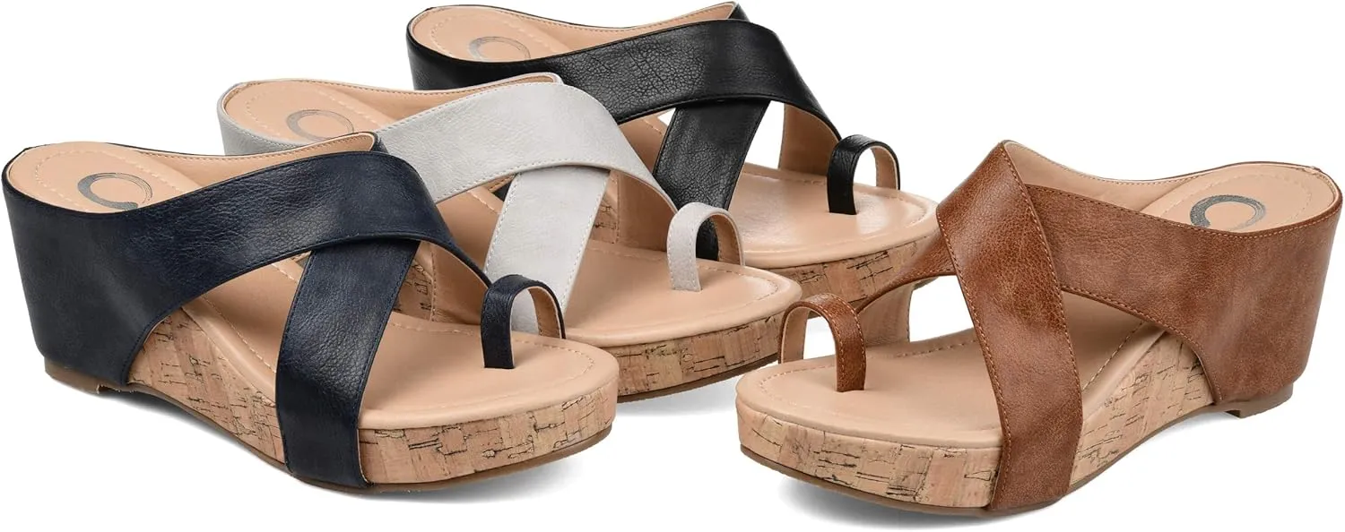 Journee Womens Rayna Tru Comfort Foam Wedge Heel Slip On Sandals