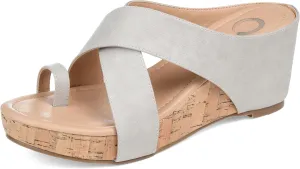 Journee Womens Rayna Tru Comfort Foam Wedge Heel Slip On Sandals