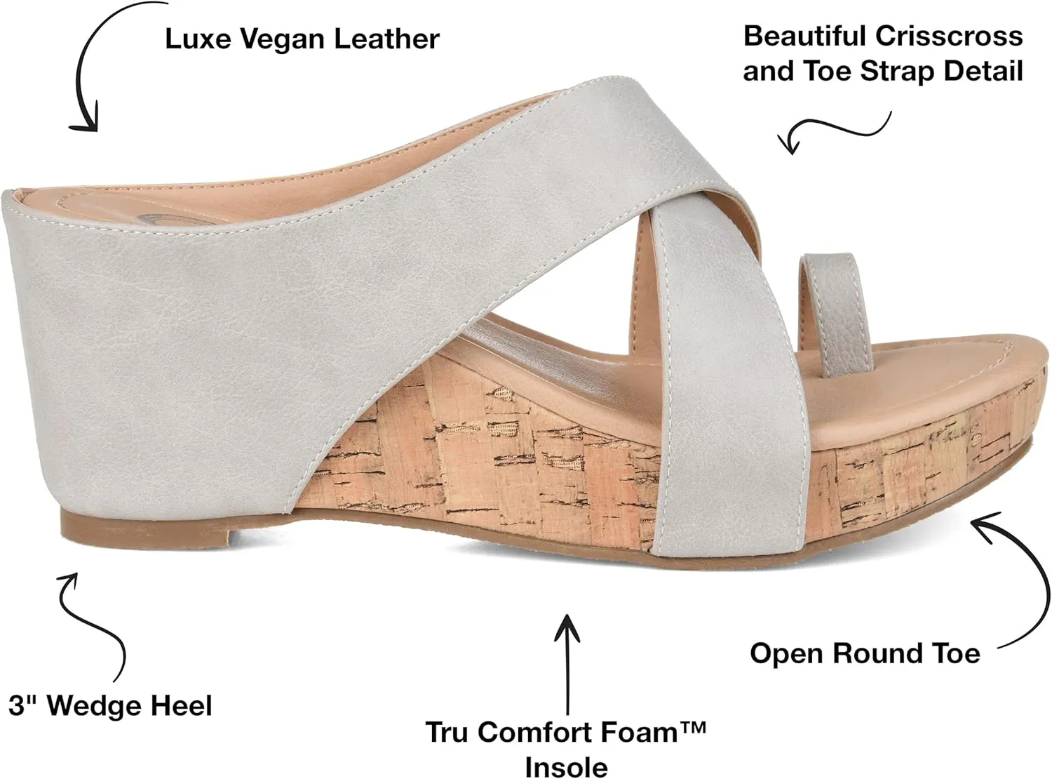 Journee Womens Rayna Tru Comfort Foam Wedge Heel Slip On Sandals