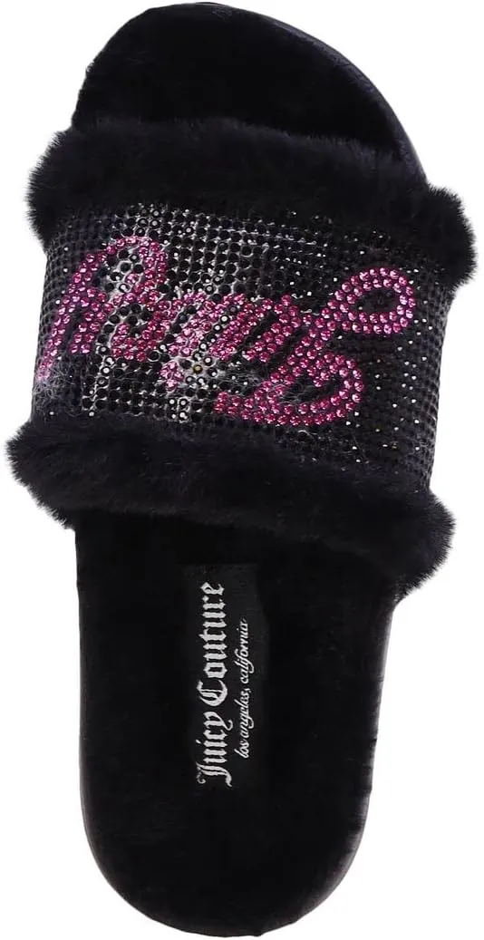 JUICY COUTURE Kids Girls - Slide Slipper Sandals With Faux Fur Slipper Sandals, Furry Slides, Girls Slip On Slippers