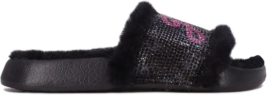 JUICY COUTURE Kids Girls - Slide Slipper Sandals With Faux Fur Slipper Sandals, Furry Slides, Girls Slip On Slippers