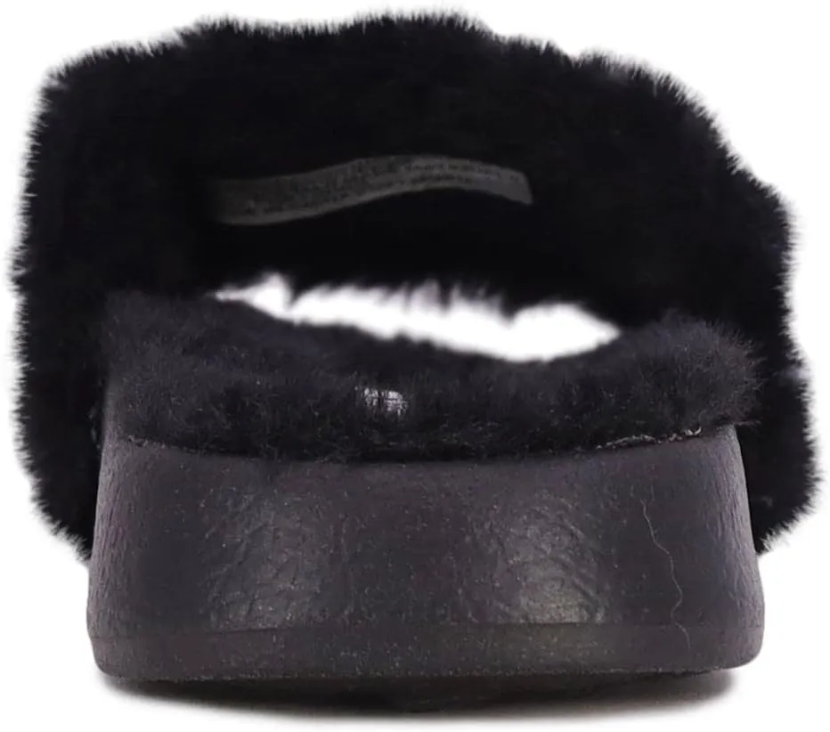 JUICY COUTURE Kids Girls - Slide Slipper Sandals With Faux Fur Slipper Sandals, Furry Slides, Girls Slip On Slippers
