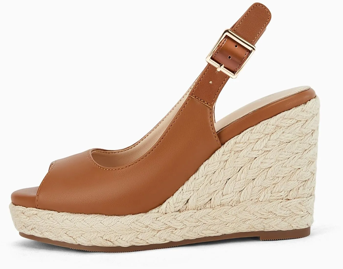 Juliet Holy Womens Ankle Strap Espadrille Wedges Round Open Toe Platform Slingback Slip on Peep Toe Sandals Comfort Summer Shoes