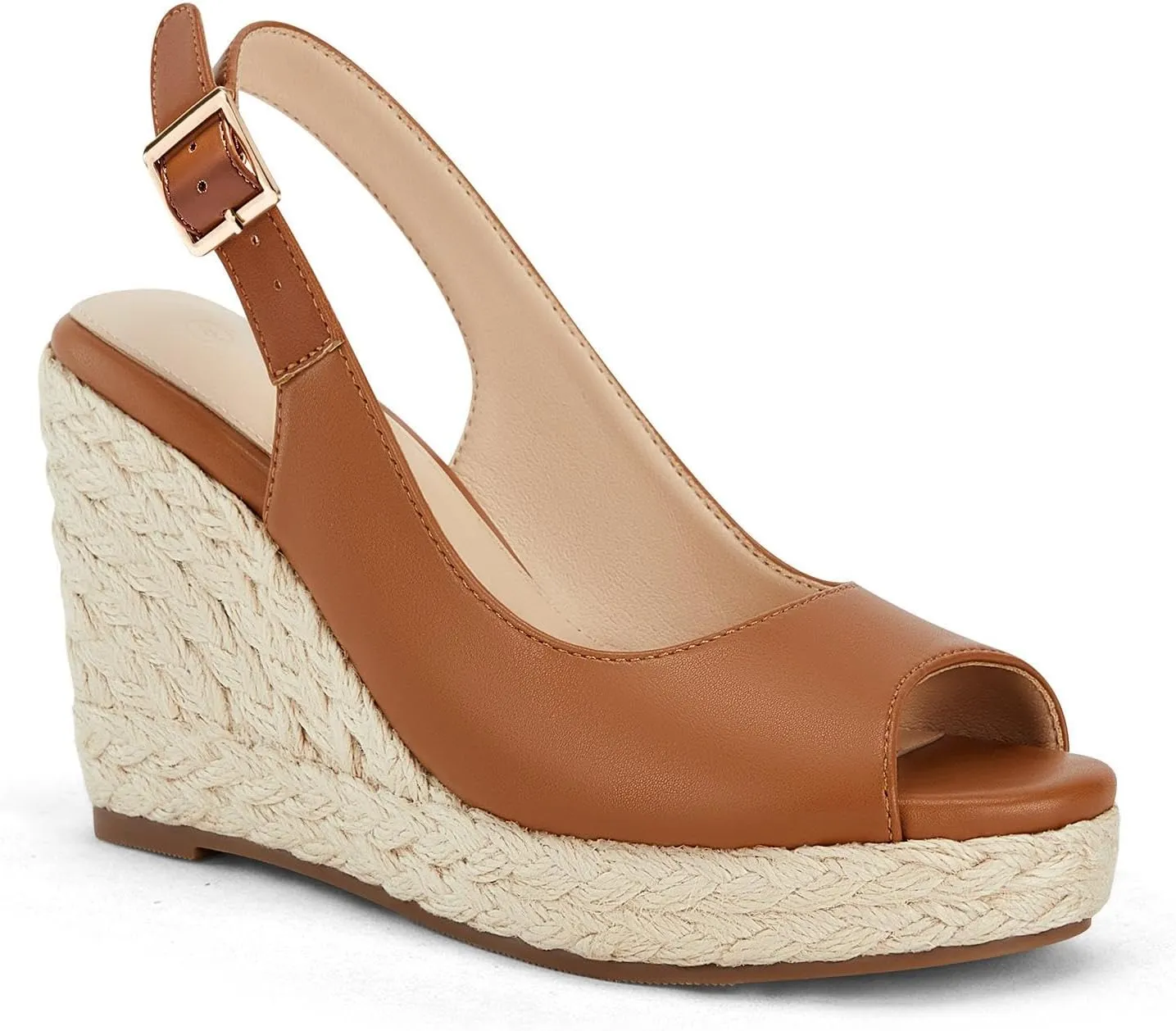 Juliet Holy Womens Ankle Strap Espadrille Wedges Round Open Toe Platform Slingback Slip on Peep Toe Sandals Comfort Summer Shoes