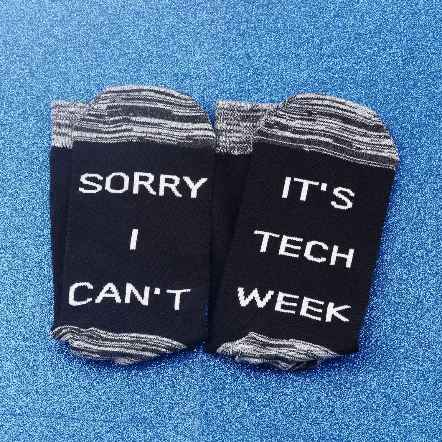 JXGZSO 2 Pairs Theatre Socks - Funny Tech Week Socks, Gifts for Sorry I Can't It's Tech Week Fans