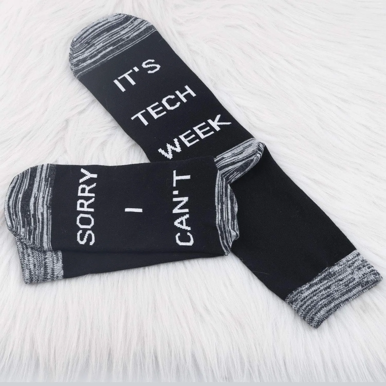 JXGZSO 2 Pairs Theatre Socks - Funny Tech Week Socks, Gifts for Sorry I Can't It's Tech Week Fans