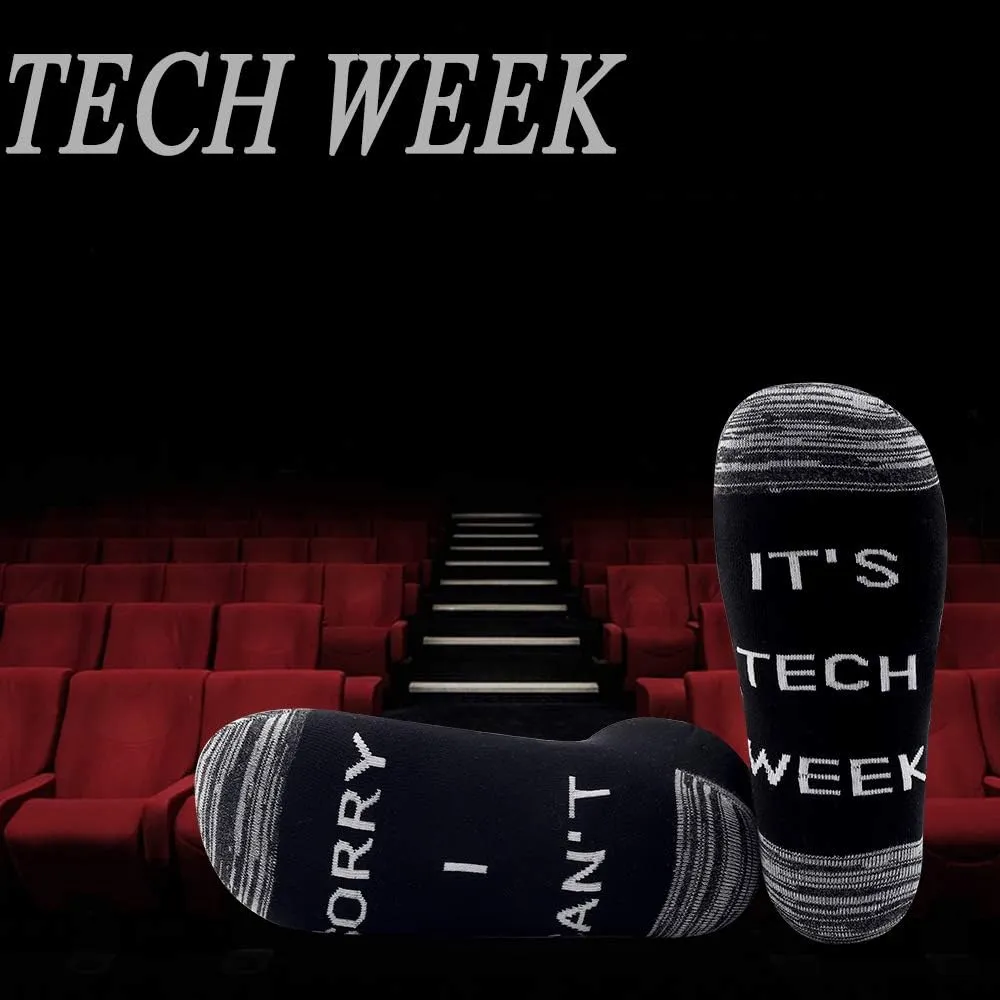JXGZSO 2 Pairs Theatre Socks - Funny Tech Week Socks, Gifts for Sorry I Can't It's Tech Week Fans