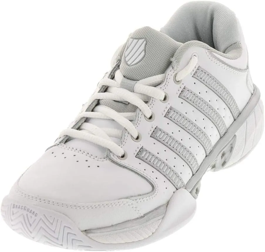 K-Swiss Hypercourt Express Leather Women's Tennis Shoe (White/Silver/Glacier Grey)