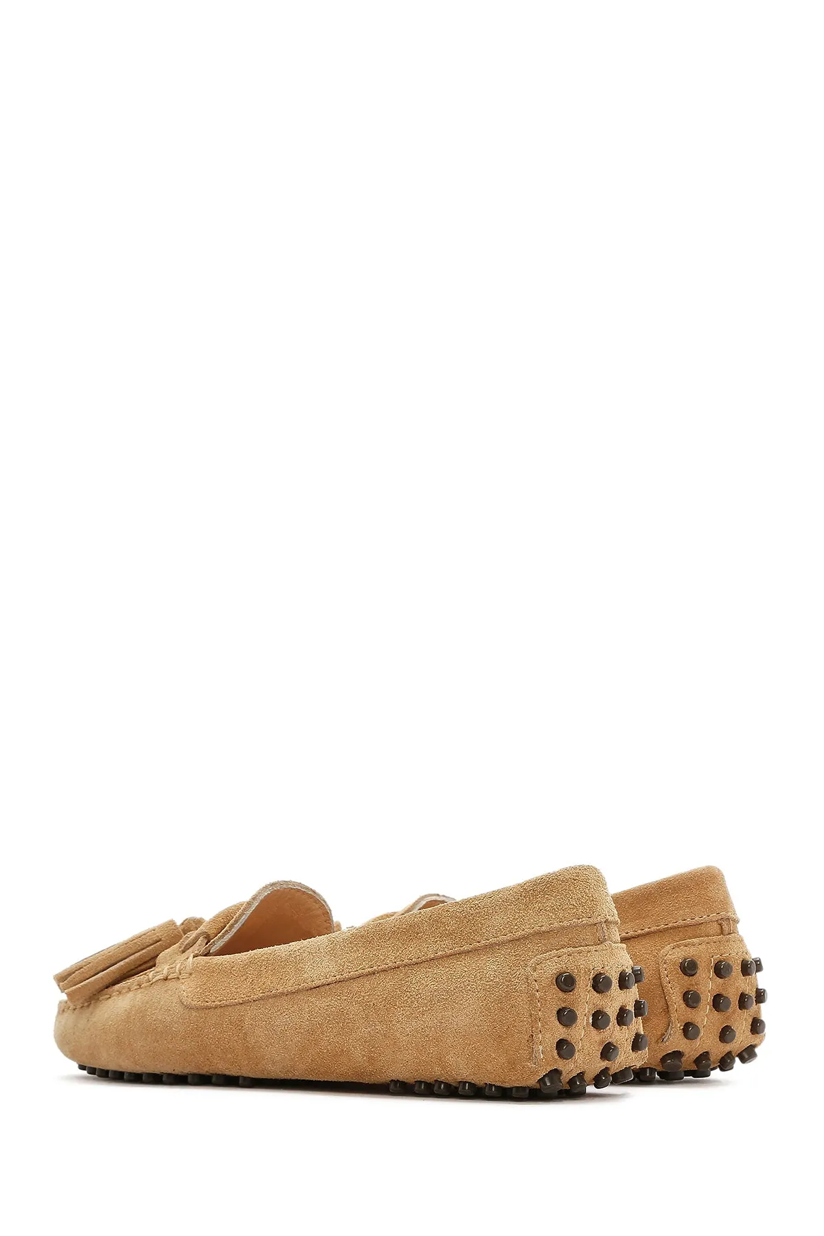 Kadın Camel Püsküllü Süet Deri Loafer