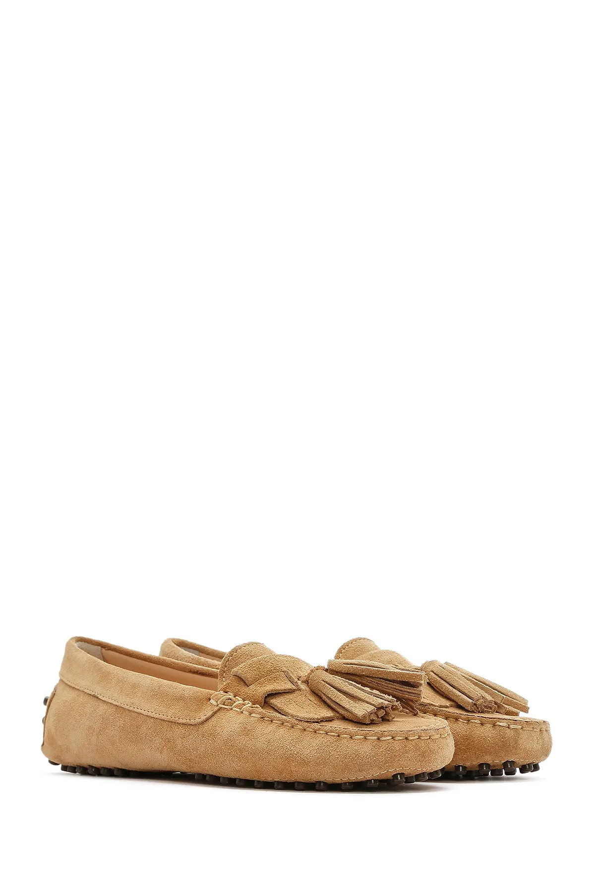 Kadın Camel Püsküllü Süet Deri Loafer