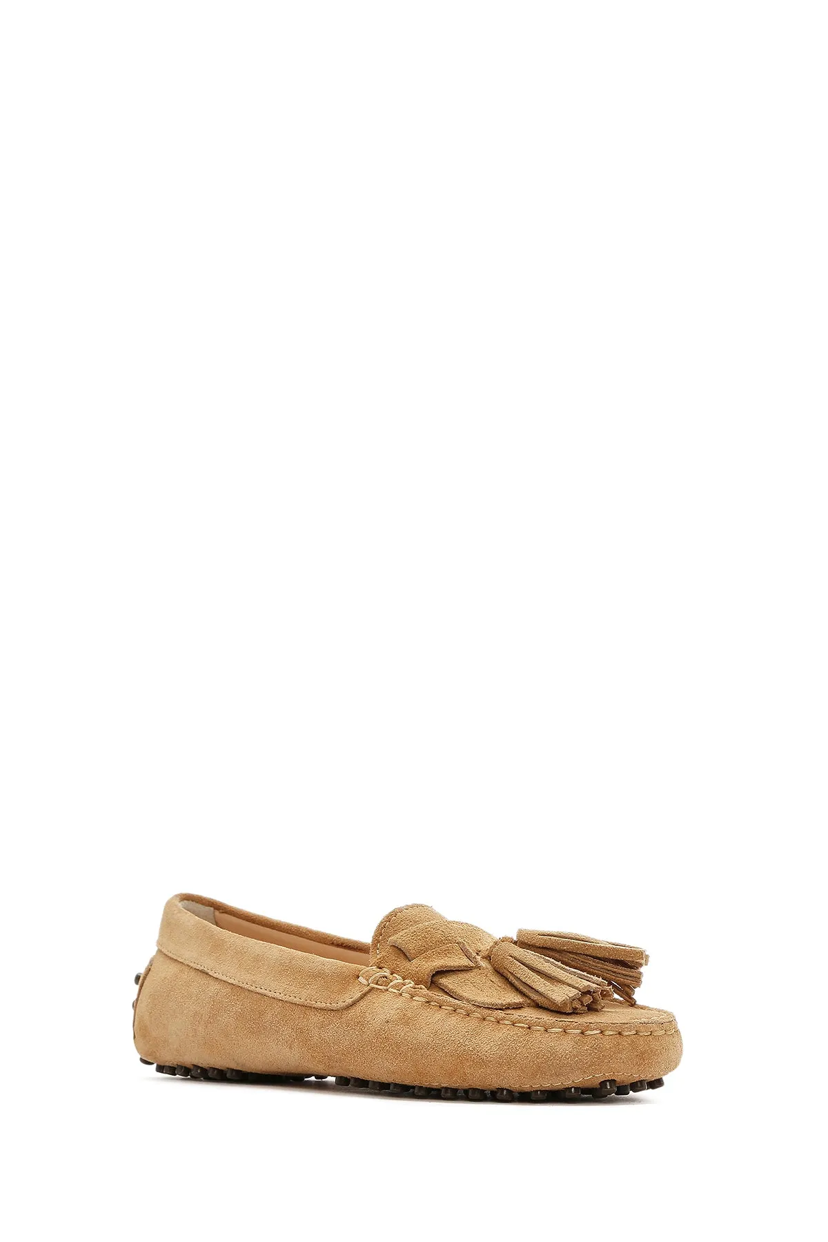 Kadın Camel Püsküllü Süet Deri Loafer