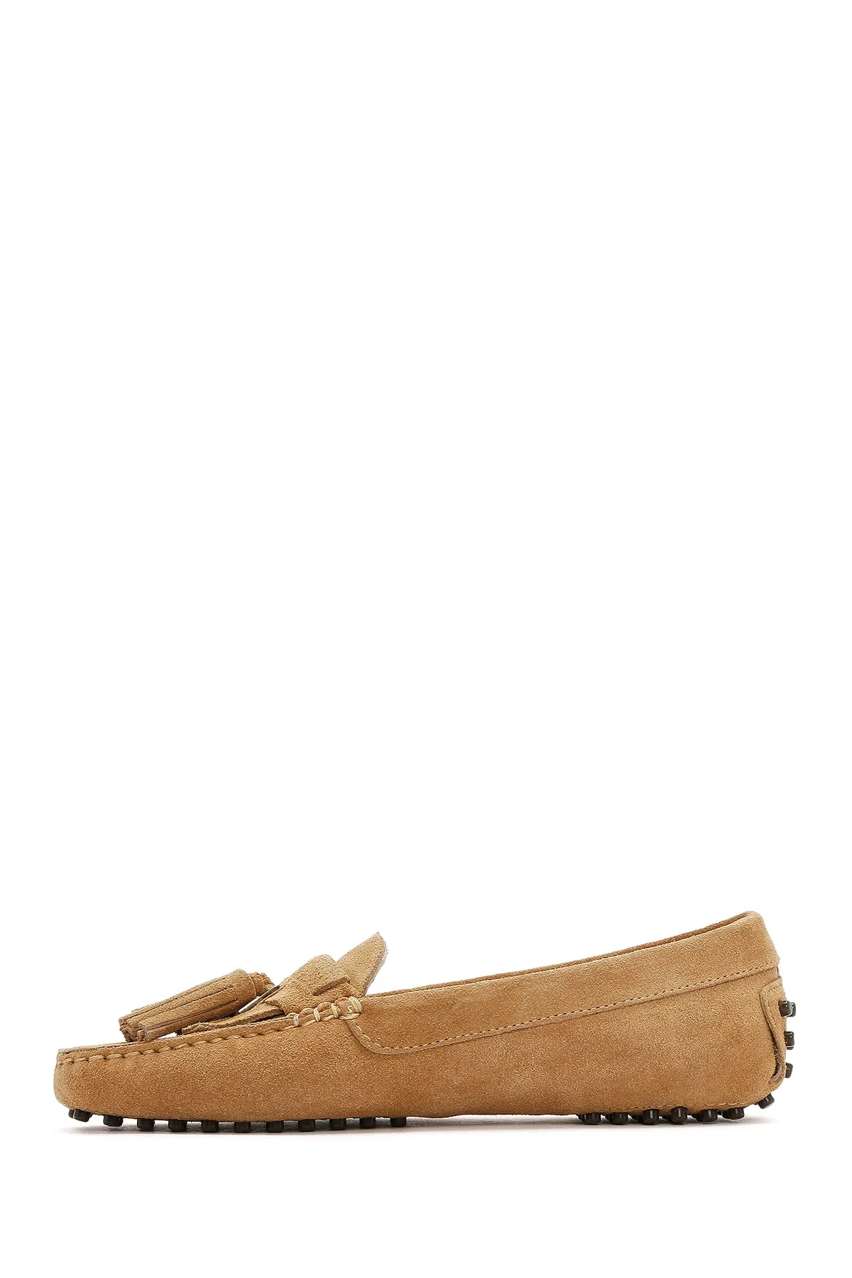 Kadın Camel Püsküllü Süet Deri Loafer