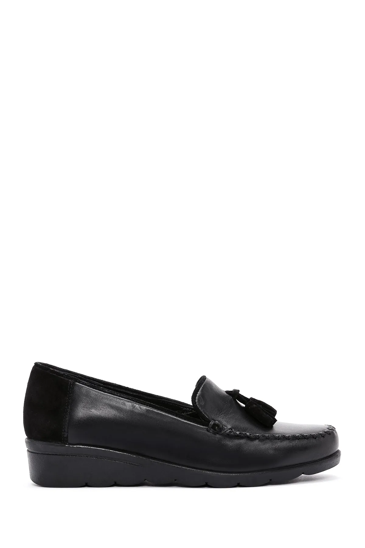Kadın Siyah Deri Comfort Loafer