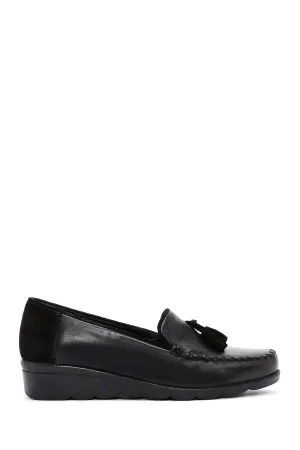 Kadın Siyah Deri Comfort Loafer
