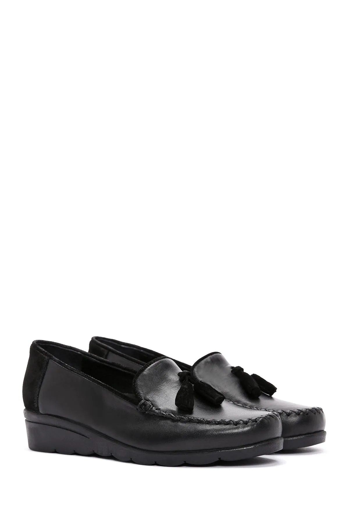 Kadın Siyah Deri Comfort Loafer