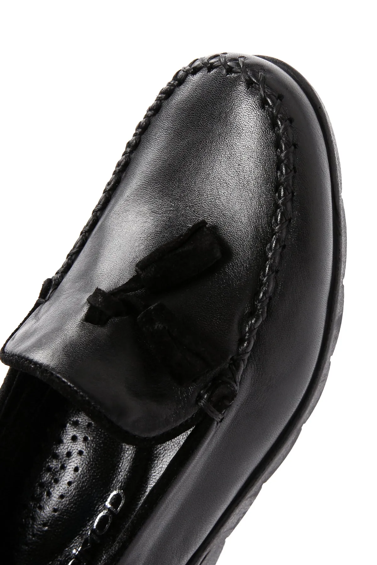Kadın Siyah Deri Comfort Loafer