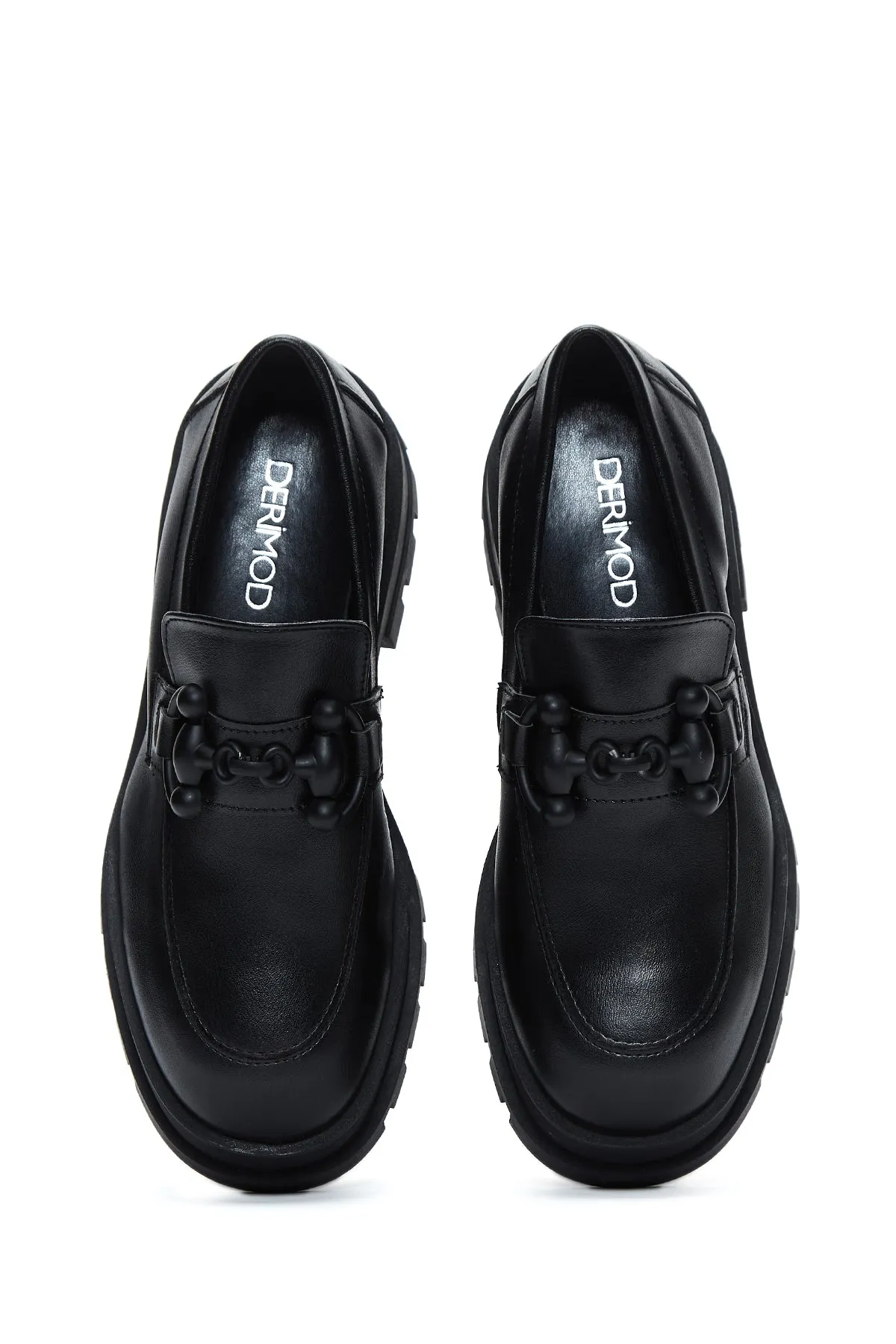 Kadın Siyah Kalın Tabanlı Maskülen Loafer